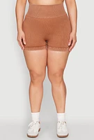 Womens Plus Daisy Mineral Wash Seamless Bike Shorts,
