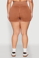 Womens Plus Daisy Mineral Wash Seamless Bike Shorts,