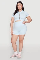 Womens Plus Daisy Mineral Wash Seamless Bike Shorts,