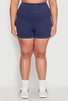 Womens Plus Daisy Mineral Wash Seamless Bike Shorts,