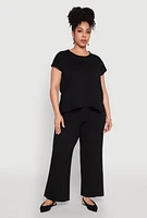Womens Plus Daisy Knitted Crew Neck Top,