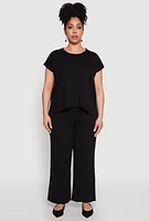 Womens Plus Daisy Knitted Crew Neck Top,