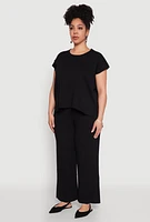 Womens Plus Daisy Knitted Crew Neck Top,
