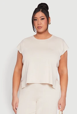 Womens Plus Daisy Knitted Crew Neck Top,
