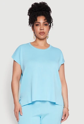 Womens Plus Daisy Knitted Crew Neck Top,