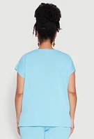 Womens Plus Daisy Knitted Crew Neck Top,
