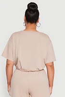 Womens Plus Daisy Drawstring Hem Crop Top,