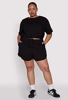 Womens Plus Smocked Dolphin Shorts,