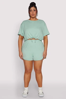 Womens Plus Smocked Dolphin Shorts,
