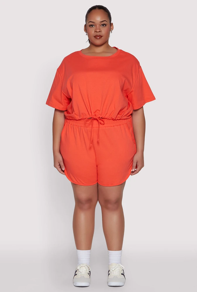 Womens Plus Size Smocked Dolphin Shorts, Orange, Size 3X