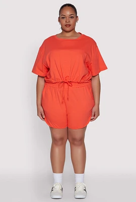 Womens Plus Size Smocked Dolphin Shorts, Orange, Size 3X