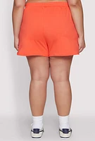 Womens Plus Size Smocked Dolphin Shorts, Orange, Size 3X