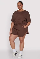 Womens Plus Smocked Dolphin Shorts,