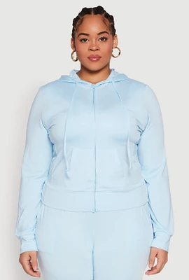 Womens Plus Daisy Zip Front Hooded Sweatshirt,