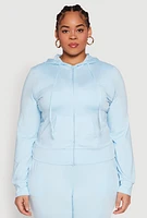 Womens Plus Daisy Zip Front Hooded Sweatshirt,