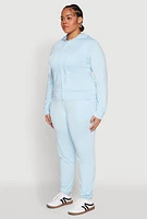 Womens Plus Daisy Zip Front Hooded Sweatshirt,