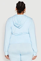 Womens Plus Daisy Zip Front Hooded Sweatshirt,