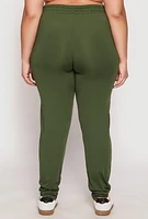 Womens Plus Size Daisy Drawstring Waist Joggers, Green, Size 2X