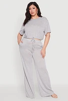 Womens Plus Daisy High Waisted Wide Leg Pants, 2X