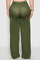 Womens Plus Size Daisy High Waisted Wide Leg Pants, Green, Size 2X