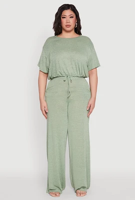 Womens Plus Daisy High Waisted Wide Leg Pants,