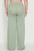 Womens Plus Daisy High Waisted Wide Leg Pants,