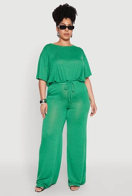 Womens Plus Daisy High Waisted Wide Leg Pants,