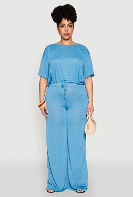 Womens Plus Daisy High Waisted Wide Leg Pants,