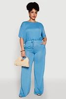 Womens Plus Daisy High Waisted Wide Leg Pants,