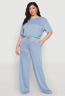 Womens Plus Daisy High Waisted Wide Leg Pants,
