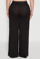 Womens Plus Size Daisy High Waisted Wide Leg Palazzo Pants, Black, Size 2X