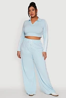 Womens Plus Daisy Mineral Wash Varsity Stripe Crop Top,