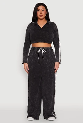 Womens Plus Daisy Mineral Wash Varsity Stripe Sweatpants,