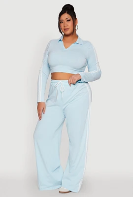 Womens Plus Daisy Mineral Wash Varsity Stripe Sweatpants,