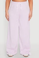 Womens Plus Size Daisy Mineral Wash Varsity Stripe Sweatpants, Purple, Size 1X