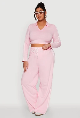 Womens Plus Daisy Mineral Wash Varsity Stripe Sweatpants,