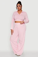 Womens Plus Size Daisy Mineral Wash Varsity Stripe Sweatpants, Pink, Size 1X