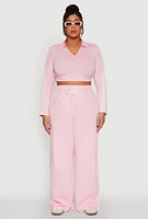 Womens Plus Size Daisy Mineral Wash Varsity Stripe Sweatpants, Pink, Size 1X