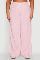 Womens Plus Size Daisy Mineral Wash Varsity Stripe Sweatpants, Pink, Size 1X