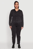 Womens Plus Size Daisy Varsity Stripe Zip Front Hoodie, Black, Size 3X