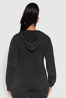 Womens Plus Size Daisy Varsity Stripe Zip Front Hoodie, Black, Size 3X