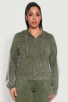 Womens Plus Daisy Varsity Stripe Zip Front Hoodie,