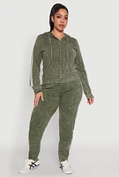 Womens Plus Daisy Varsity Stripe Zip Front Hoodie,
