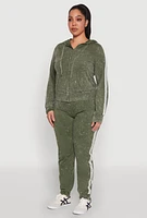 Womens Plus Daisy Varsity Stripe Zip Front Hoodie,
