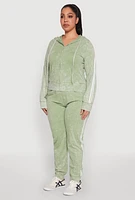 Womens Plus Size Daisy Varsity Stripe Zip Front Hoodie, Green, Size 2X