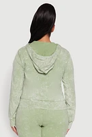 Womens Plus Size Daisy Varsity Stripe Zip Front Hoodie, Green, Size 2X