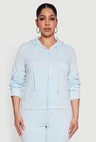 Womens Plus Daisy Varsity Stripe Zip Front Hoodie,