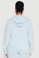 Womens Plus Daisy Varsity Stripe Zip Front Hoodie,