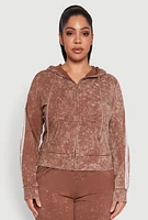 Womens Plus Daisy Varsity Stripe Zip Front Hoodie, 3X