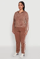 Womens Plus Daisy Varsity Stripe Zip Front Hoodie, 3X
